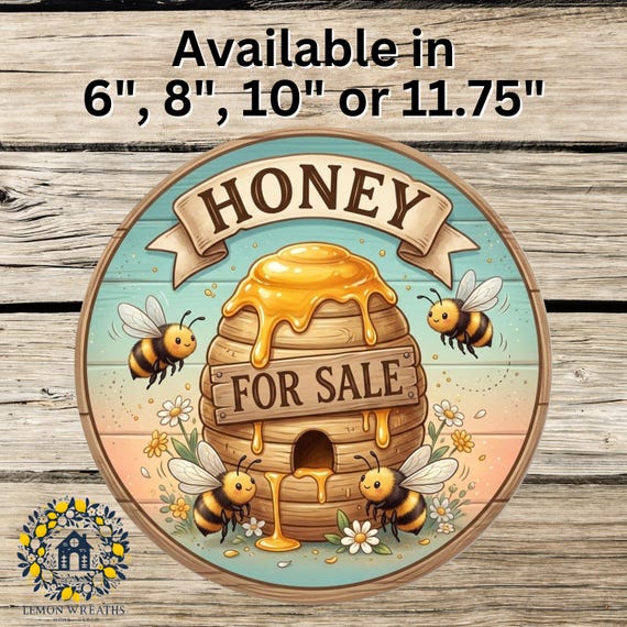 Honey Sign: Whimsical Bee Hive Door Hanger, Farmhouse Decor