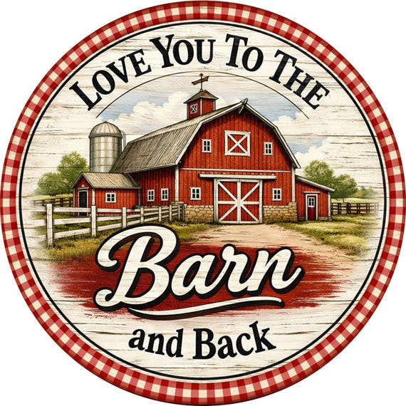 Love You To The Barn Sign: Farmhouse Barn Door Hanger, Rustic Decor