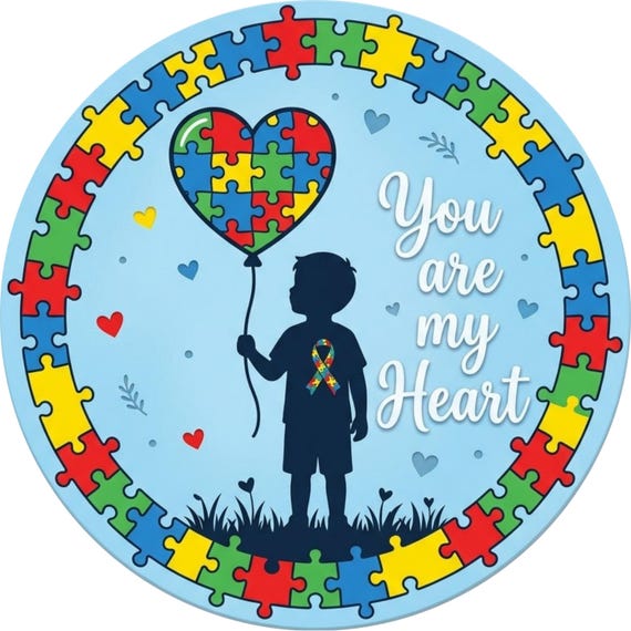 Autism Awareness Sign: You Are My Heart Wreath Attachment Puzzle Decor