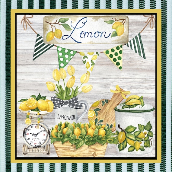Lemon Kitchen Wreath Sign: Farmhouse Lemon Decor, Yellow Tulips & Lemonade Cottage Style Home Accent