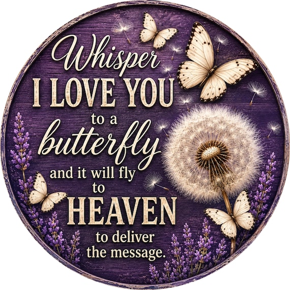 Purple Butterfly Memorial Sign: Sympathy Quote, Bereavement Decor
