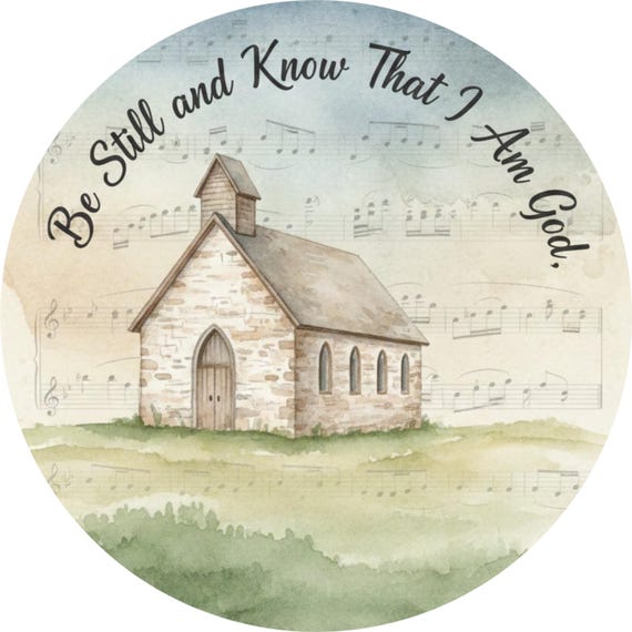 Be Still and Know Wreath Sign: Watercolor Church, Religious Decor