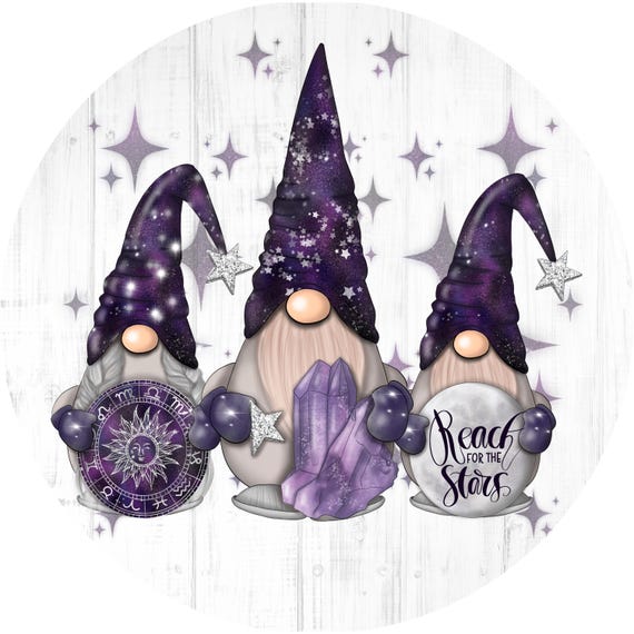 Magical Gnome Sign: Celestial Moon Stars Wreath Insert, Spiritual Decor
