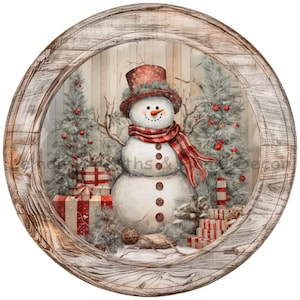 Rustic Snowman Wreath Sign: Winter Christmas Decor
