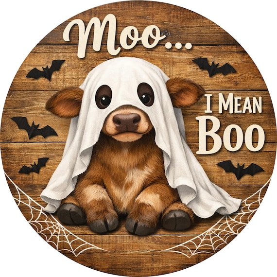 Halloween Cow Ghost Sign: Farmhouse Wreath Decor