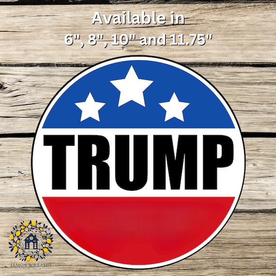 Trump Campaign Wreath Sign: Patriotic Red Blue Stars Door Hanger, Political Round Decor