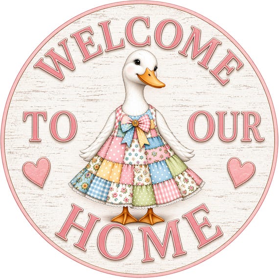 Welcome Goose Sign: Patchwork Farmhouse Wreath Attachment Country Home Decor