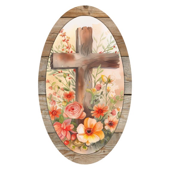 Fall Floral Wreath Sign: Rustic Wood Cross, Autumn Decor