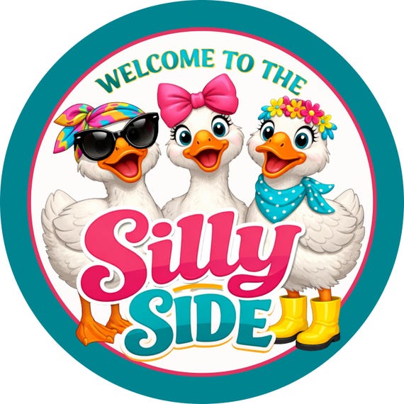 Funny Goose Sign: Welcome To The Silly Side Door Hanger, Whimsical Decor