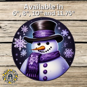 Rainbow Winter Snowman Purple Metal Sign| | Wreath Signs | Winter Wreath Sign | Snowman Sign | Lemon Wreaths Decor