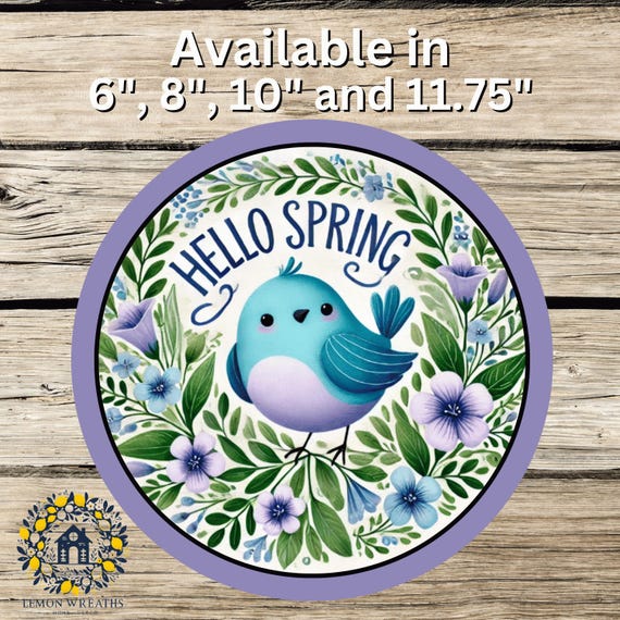 Bluebird Spring Wreath Sign: Floral Door Decor