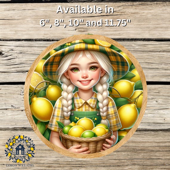 Lemon Girl Wreath Sign: Summer Home Decor
