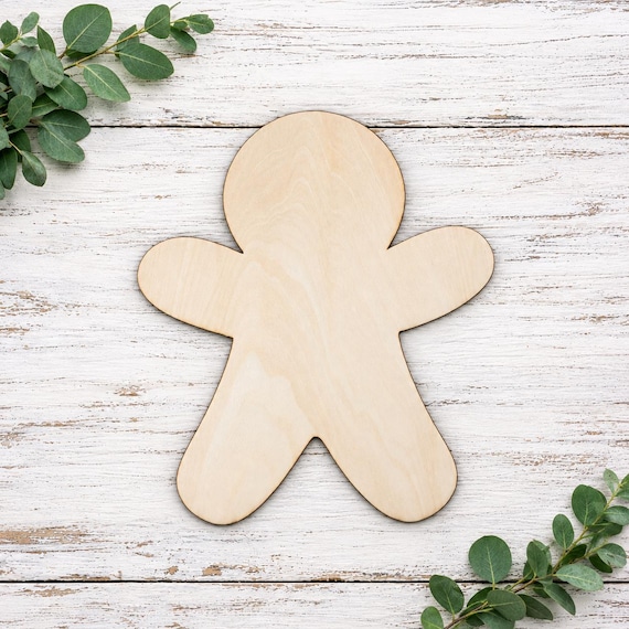 Gingerbread Wood Cutout, Wreath Attachment, DIY Christmas Craft, Tiered Tray Decor, Gingerbread Craft