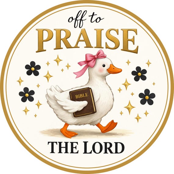 Off To Praise The Lord Sign: Christian Duck Door Hanger, Faith Decor
