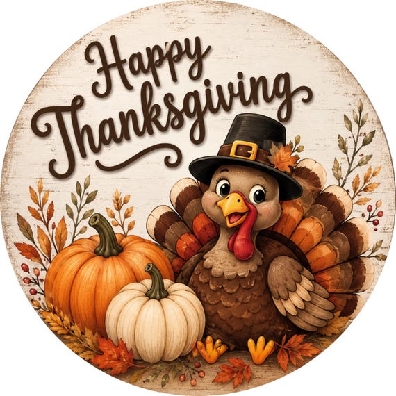 Happy Thanksgiving Sign: Turkey Door Hanger, Fall Wreath Sign, Thanksgiving Decor, Farmhouse Fall
