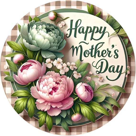 Happy Mother’s Day Sign: Peony Floral Door Hanger, Spring Wreath Sign, Gift for Mom