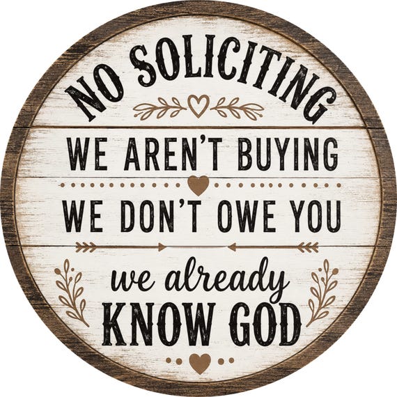 No Soliciting Wreath Sign: Funny Door Decor, Sarcastic Sign