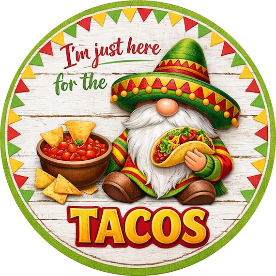 Taco Sign: Funny Cinco De Mayo Decor, Fiesta Party Door Hanger, Mexican Theme