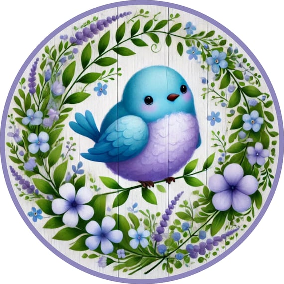 Bluebird Wreath Sign: Spring Floral Door Decor