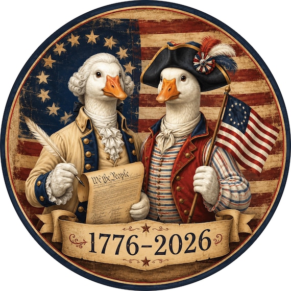 1776–2026 Liberty Goose Sign: Patriotic Farmhouse Decor, Americana Wreath Sign