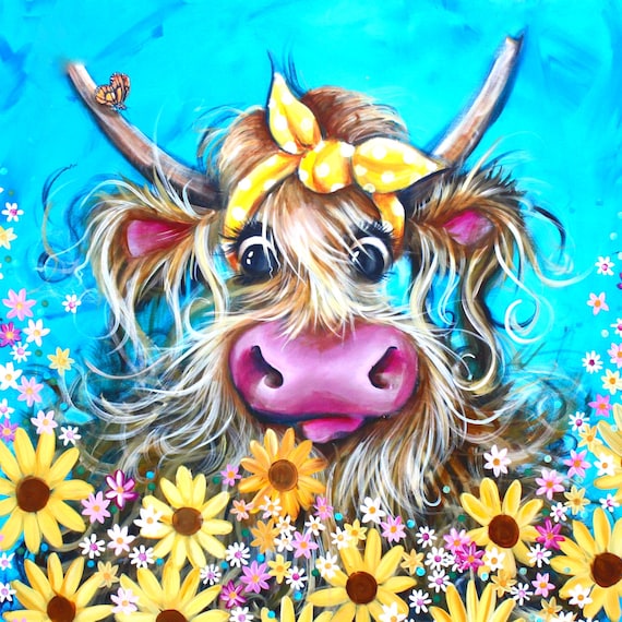 Highland Cow Wreath Sign: Floral Farmhouse, Country Door Decor