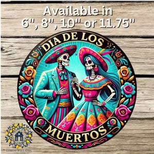 Day of the Dead Wreath Sign: Dia de los Muertos, Sugar Skulls, Mexican Wreath Sign