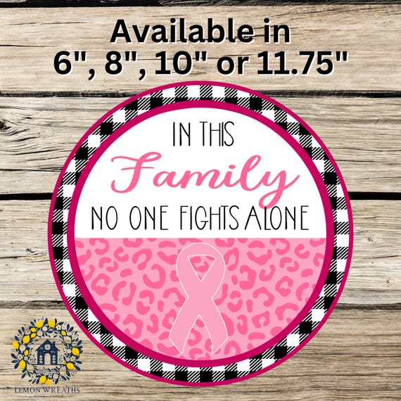 Breast Cancer Awareness Round Sign: Sublimated Aluminum Wreath Decor
