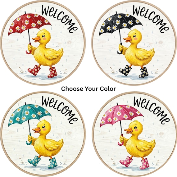 Duck Welcome Wreath Sign: Choose Your Color, Rainy Day Duck Door Hanger