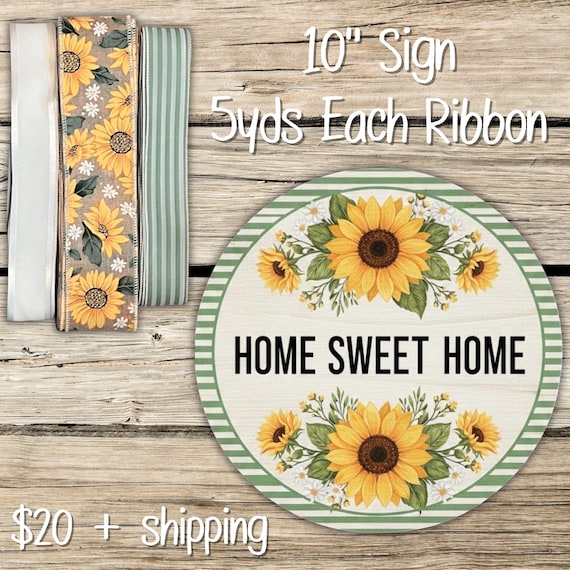 Sunflower Wreath Kit: Home Sweet Home Sign, Farmhouse Door Decor