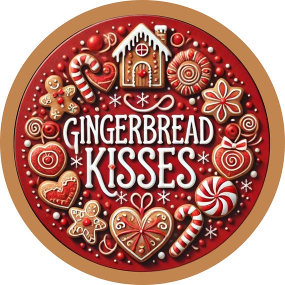 Gingerbread Kisses Wreath Sign: Christmas Kitchen Decor