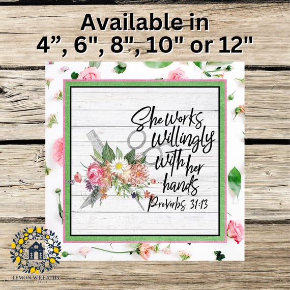 She Works Willingly Wreath Sign: Christian Wreath Decor, Proverbs 31 Scripture Wall Art