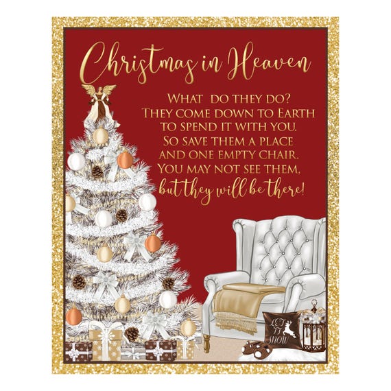 Christmas in Heaven Memorial Sign: Christmas Tree Decor, Door Hanger