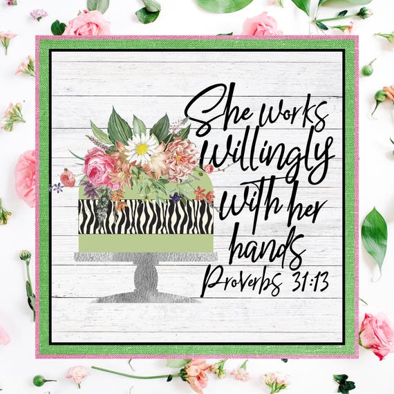She Works Willingly Wreath Sign: Proverbs 31 13 Scripture Decor, Faith-Inspired Farmhouse Home Sign