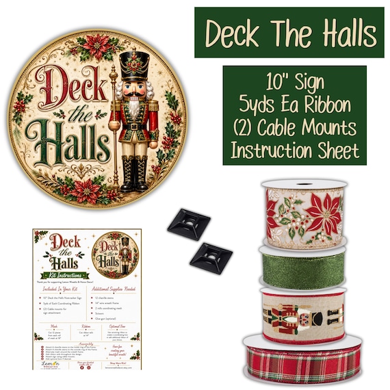 Deck The Halls Wreath Kit, Nutcracker Kit, Christmas Wreath Kit, Christmas Sign Kit