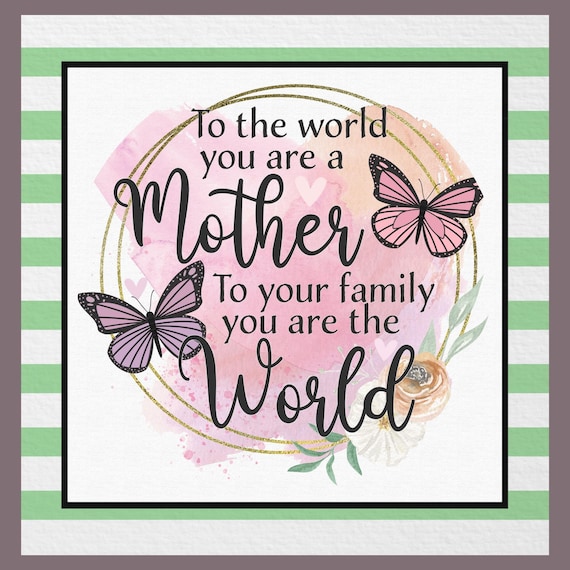 Mother Butterfly Wreath Sign: Inspirational Mother’s Day Quote, Pink Watercolor Floral Home Decor