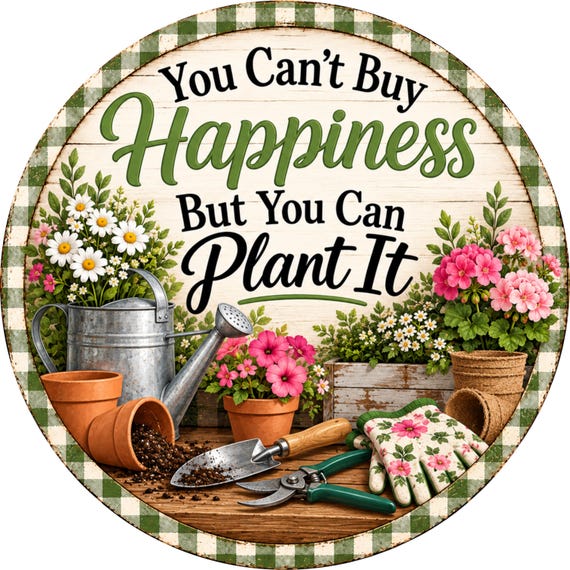 Gardening Wreath Sign, You Can Plant It Sign, Garden Lover Gift, Gardener Decor, Spring Floral Sign, Gardening Gift