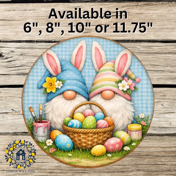 Easter Bunny Gnome Sign: Pastel Egg Basket Wreath Decor, Whimsical Spring Door Hanger