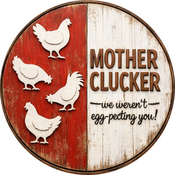 Mother Clucker Wreath Sign: Funny Chicken Farmhouse Rustic Coop Door Decor