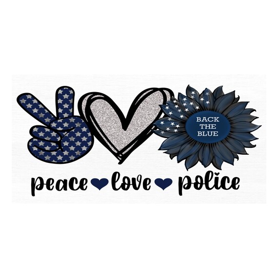 Peace Love Police Wreath Sign: Back the Blue Support, Patriotic Law Enforcement Decor