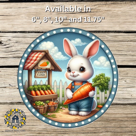 Bunny Carrot Farms Wreath Sign: Easter Spring Garden Decor