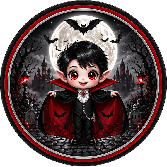 Vampire Halloween Sign: Cute Gothic Decor, Spooky Wreath Door Accent