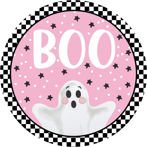 Pink Ghost Halloween Sign: Pastel Spooky Decor
