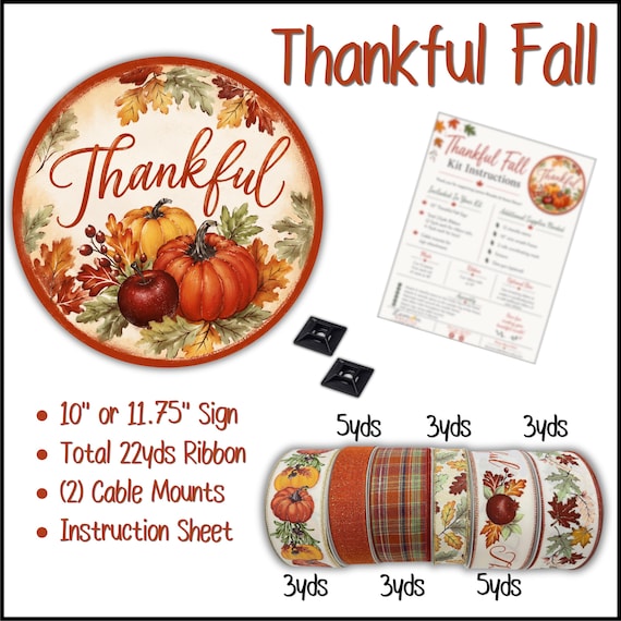 Thankful Fall Wreath Kit: Pink Santa Sign, Christmas Door Decor, Christmas Wreath