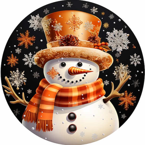 Elegant Snowman Winter Wreath Sign: Festive Christmas Door Hanger, Snowflake Holiday Decor