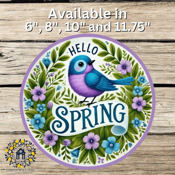 Bluebird Spring Wreath Sign: Floral Door Decor