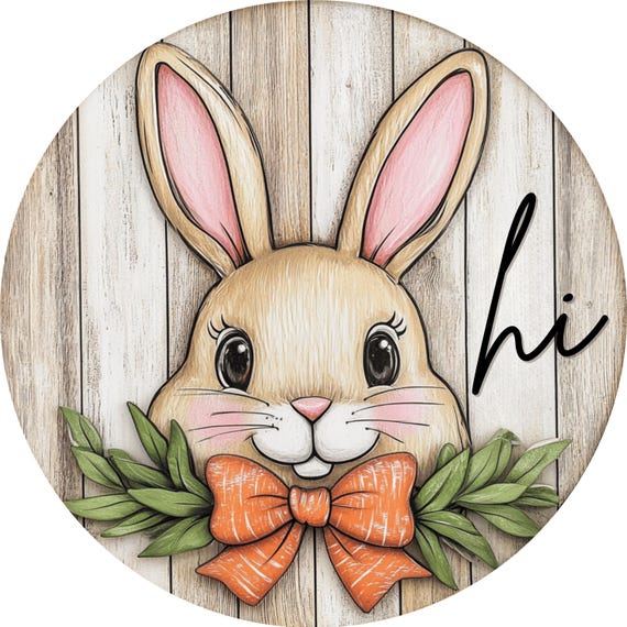 Rustic Bunny Wreath Sign: Farmhouse Easter Door Decor