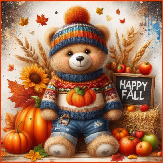 Bear 'Happy Fall' Wreath Sign: Rustic Autumn Decor