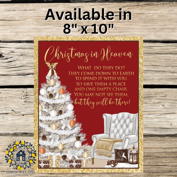 Christmas in Heaven Memorial Sign: Christmas Tree Decor, Door Hanger