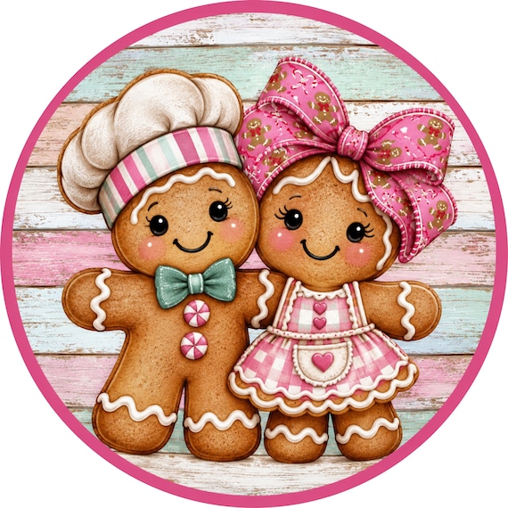 Gingerbread Couple Sign, Christmas Cookie Wall Decor, Holiday Kitchen Sign, Baker Gift