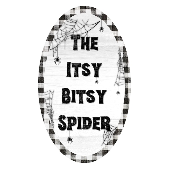 Itsy Bitsy Spider Halloween Wreath Sign: Buffalo Plaid Metal Decor